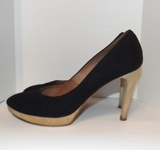 Joie Canvas Pumps Heels Black Size 38.5 / 8 Italy
