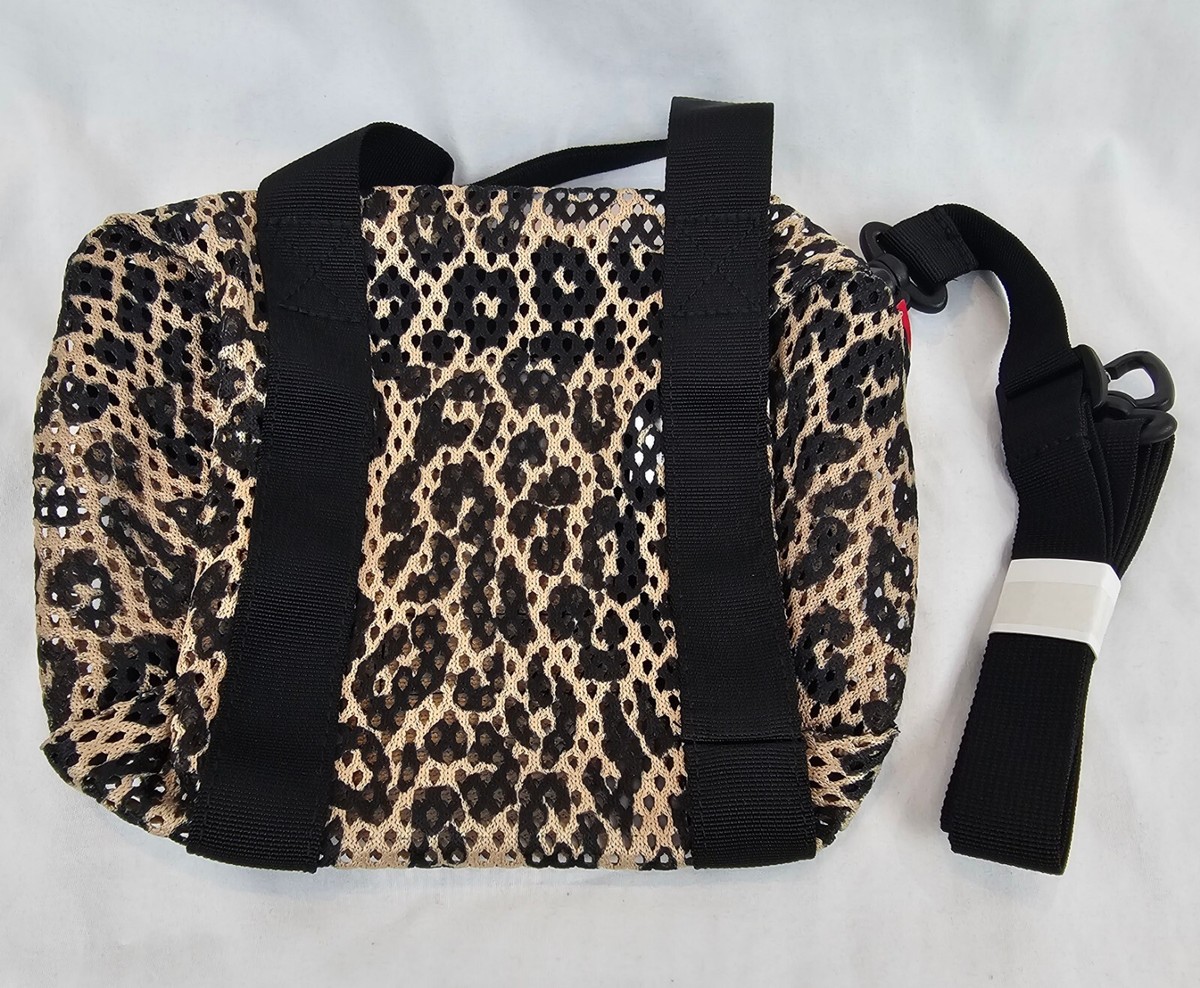 Supreme Mesh Mini Duffle Bag Leopard Print SS23 with Crossbody  