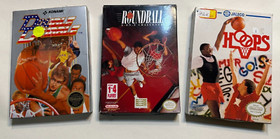 3 Game Lot Double Dribble, Roundball + Hoops Nintendo Nes Complete CIB tested