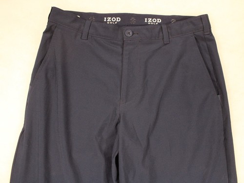 IZOD GOLF Navy Blue Flat Front Performance Chinos Golf Pants 32x28 - Picture 3 of 7