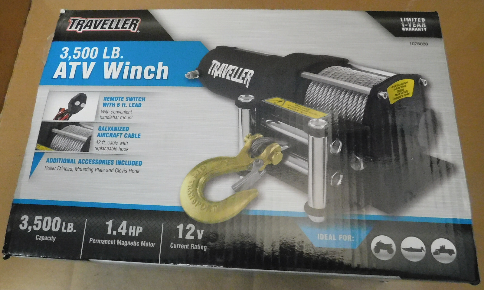 Traveller 1078088 ATV 3500lb Winch eBay