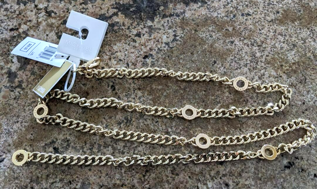 Michael Kors gold tone chain belt rectangle size M/L Gold-Tone Chain Belt in PALE GOLD - Sale | Michael Kors [US] main image 4