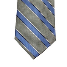 Club Room Mens Outlined Stripe Classic Neck Tie Blue Silver 3.25"