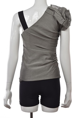 Nicole Miller Womens Top Size P Petite Gray Beaded Blouse Shirt Sleeveless - Picture 2 of 5