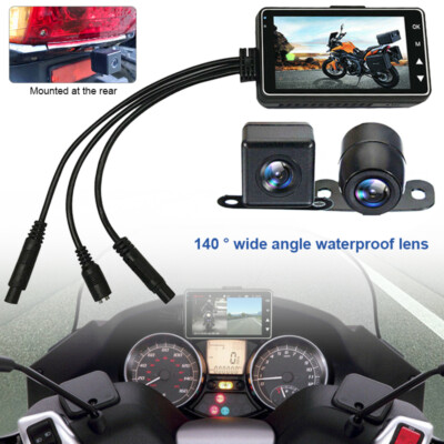 3'' Motorcycle DVR Dash Cam Front Rear View Dual Camera Driving Video Recorder