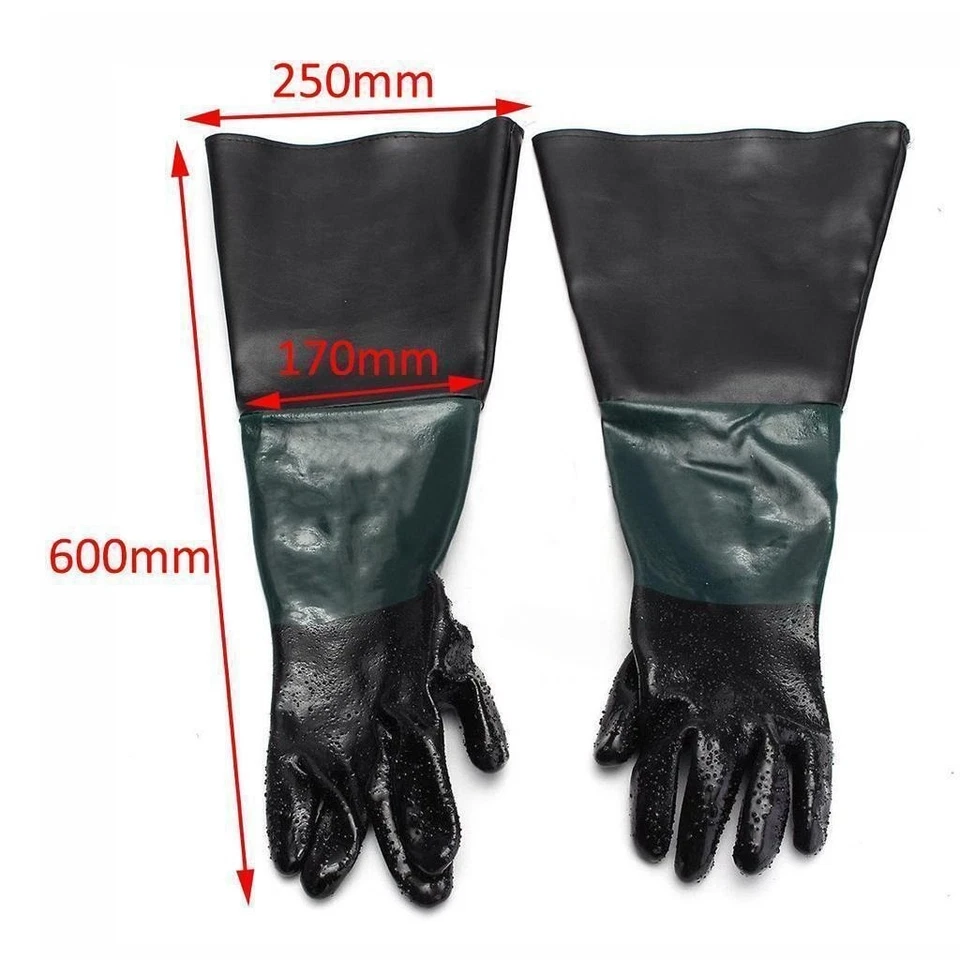 1 par de guantes de trabajo de alta resistencia con soportes para chorro de arena gabinete de chorro de arena nuevo Foto 4 de 4