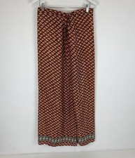 Etam Maxi Skirt Orange Pattern Summer Stretch Waist Large Ladies 