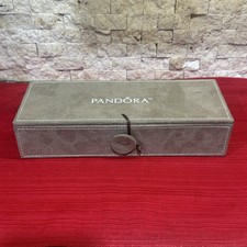 Pandora Three Tier Storage Organizer Jewelry Box Tan Suede Travel Case