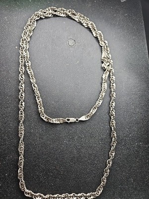 Vintage Milor Sterlingsilber verdreht Diamantschliff Seil Panzerkette 35'' 