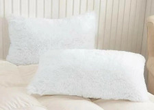 Faux Fur Two Pillowcases Plush White