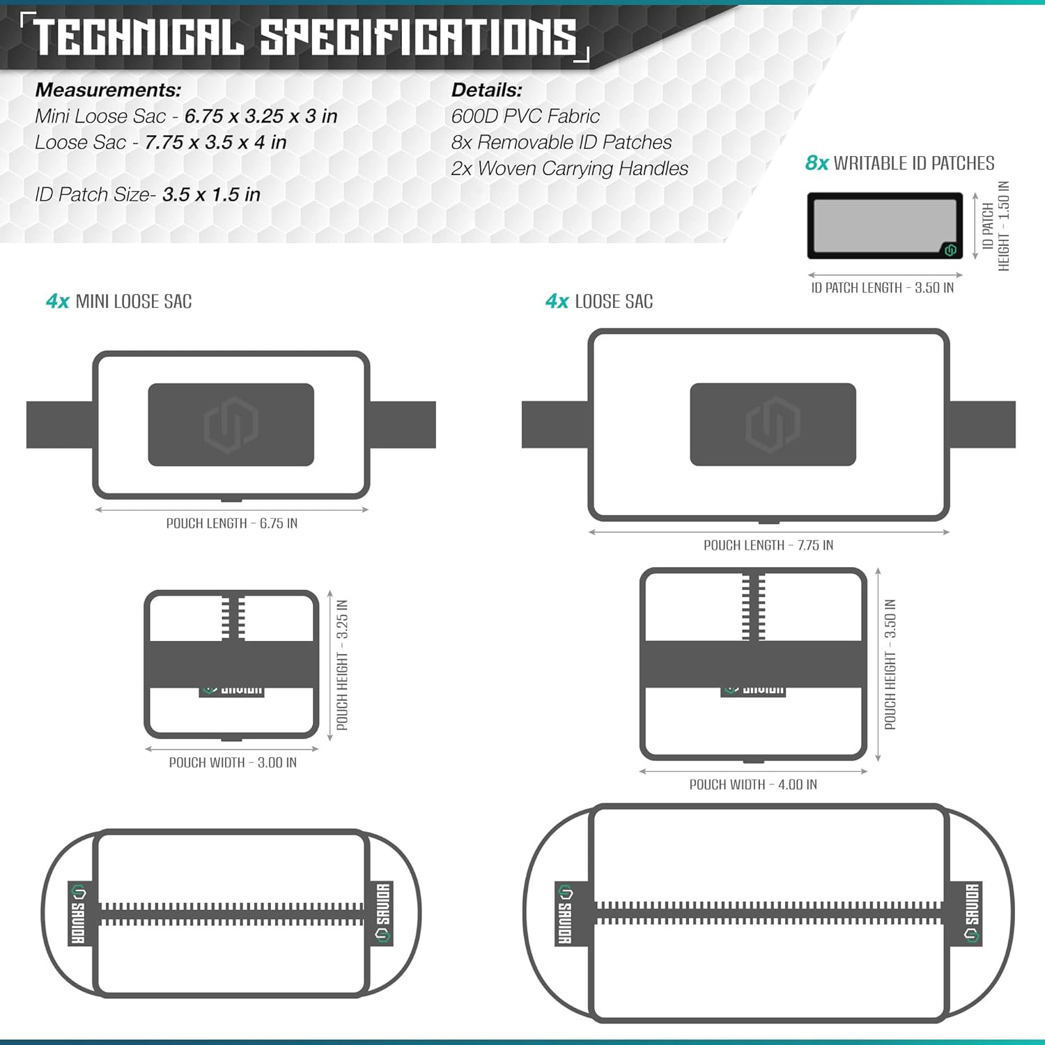 Loose Sacs 4-Pack Tactical Ammo Pouch Firearm Ammunition Carrier Bag, ID Patches