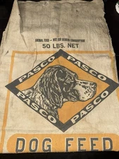 Antique Advertising General Store Dog Food Feed Sack Bag Linen 1900s Primitive