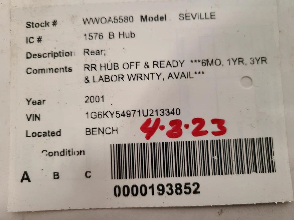 Cubo de roda traseira usado serve: 2001 Cadillac Sevilha traseira grau A - Imagem 3 de 4