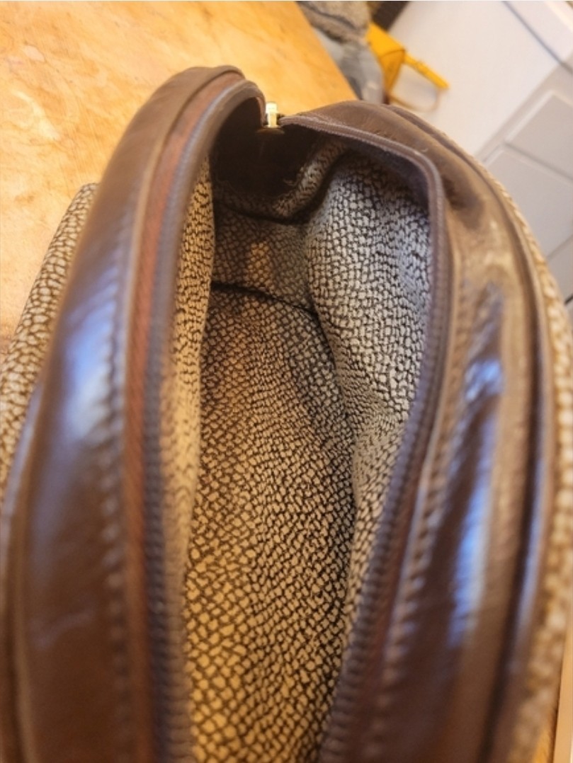 BORBONESE Pouch Flying Pattern Beige Suede x Leather — image 3