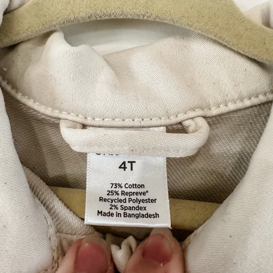 Toddler Girls 4T White Jean Jacket Okie Dokie Stretch Button Snap Front - Image 4 of 4