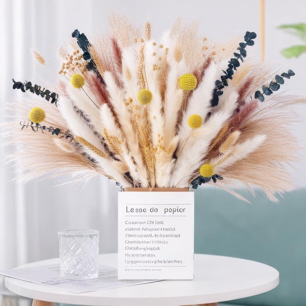 Pampasgras Trockenblumenstrauß Deko Wohnzimmer Hochzeit Boho 100 StüCk Set-image