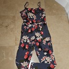 Abercrombie & Fitch Women’s XS Navy Floral Jumpsuit Strappy Square Neck Zip — photo 1