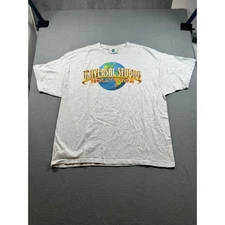 Vintage 90s Universal Studios Hollywood T-Shirt Gray XL Theme Park Souvenir Tee
