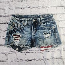 Miss Me Jeans Youth Size 10 JK7274H2 Patriotic Stars Stripes Girls Shorts