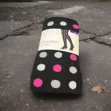 NEW Xhilaration Youth Girl Size 7-10 Black Polka Dot Cotton Tights