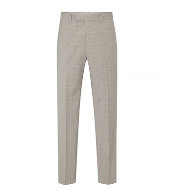 Skopes Tailored Fit Charlie Anzughose für Herren in Stone Beige Kariert, 30W-58W
