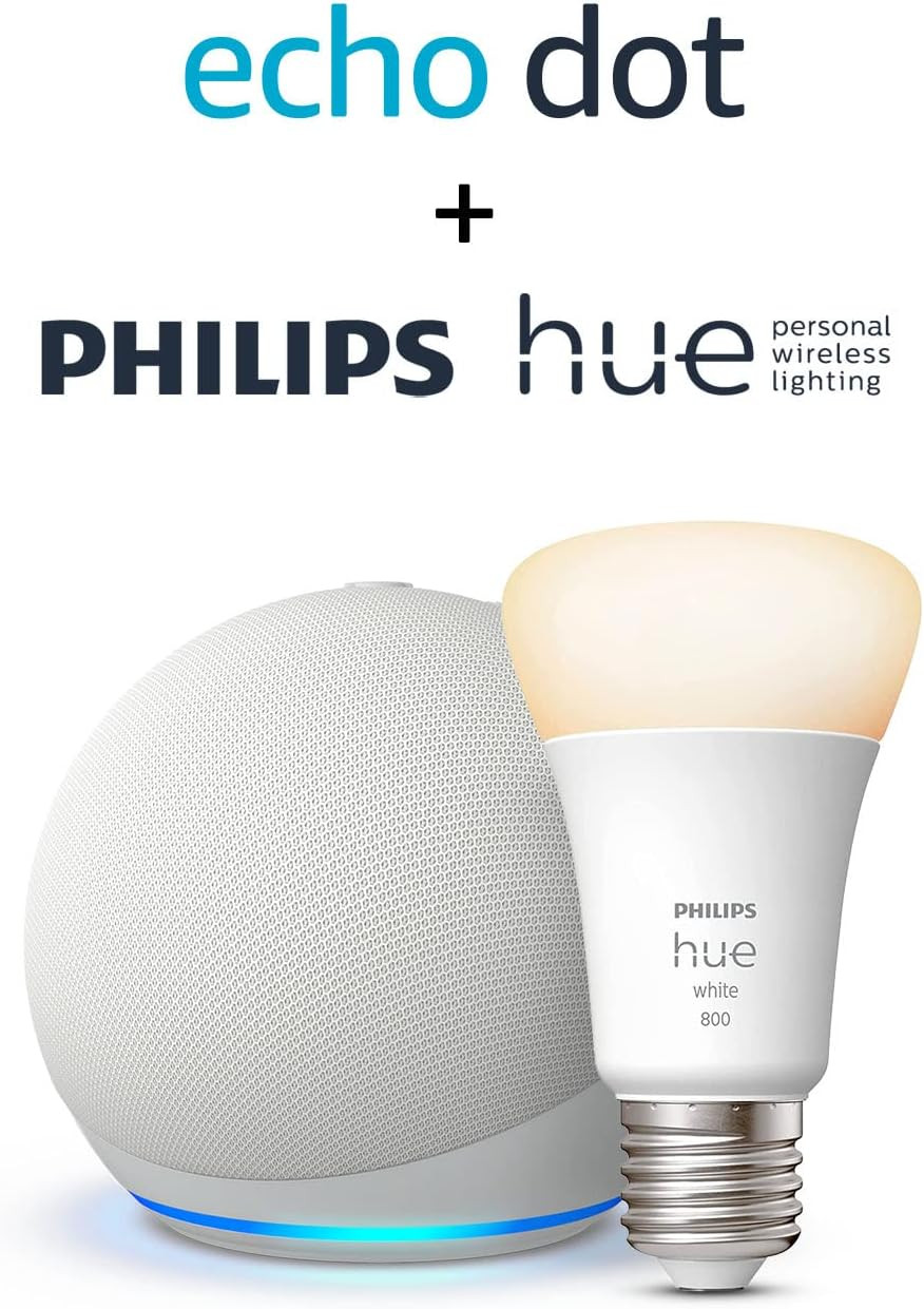 Echo Dot 5 Bianco + Lampadina Philips Hue Smart | Offerta Casa Intelligente