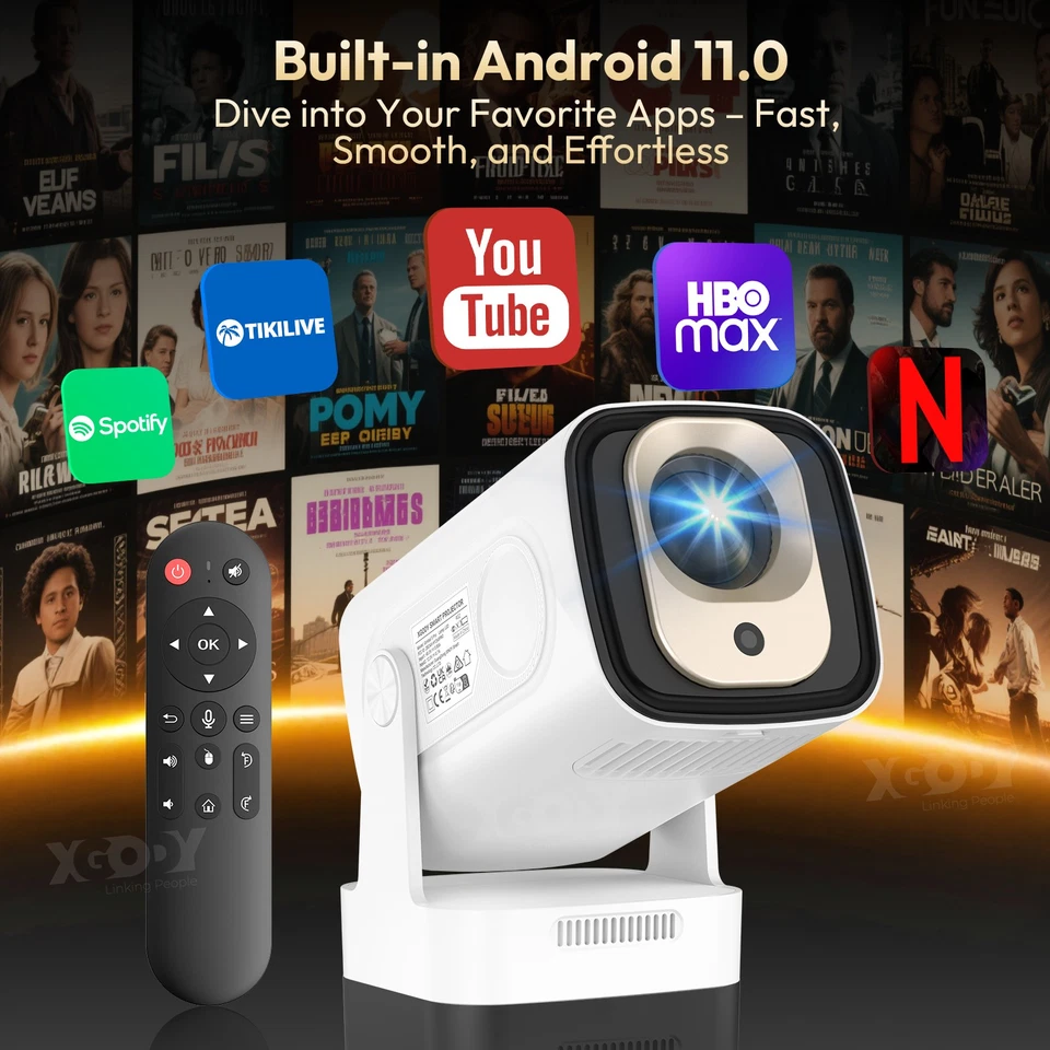 Projector 12000 Lumens 4K 1080P FHD 5G WiFi LED Movie Video Home Theater HDMI US - Image 4 of 4