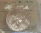 (407) 1955 QE  Canada silver dollar ICCS ms-64