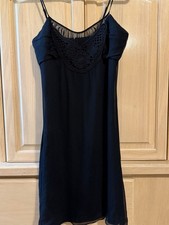 Express Black Crochet Accent Slip Dress Size 6 Adjustable Straps Sleeveless