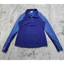Danskin Now Jacket Womens M Blue 1/4 Zip Long Sleeve Thumbholes Pullover Workout