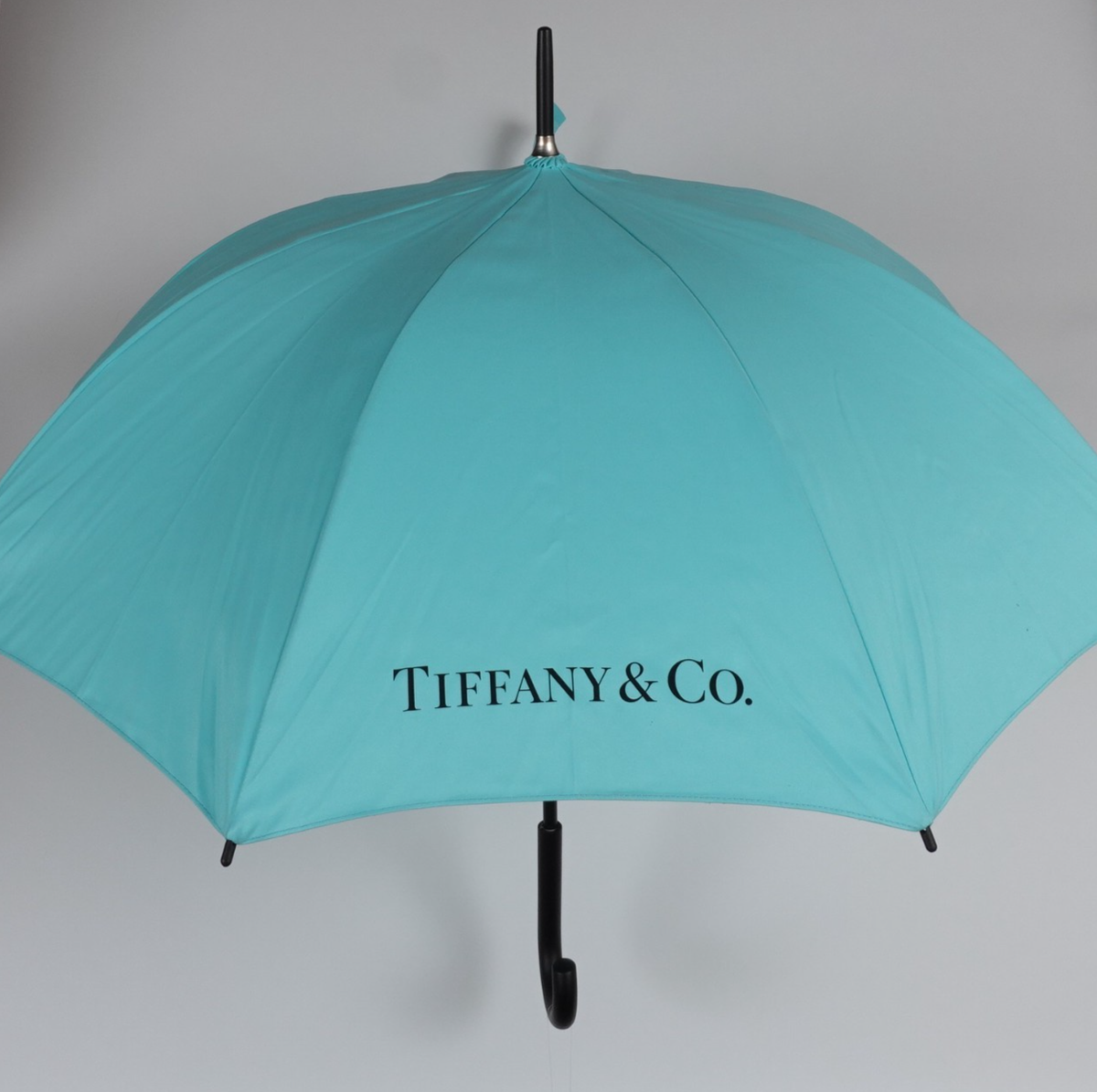 ティファニー ノベルティ 傘 パラソル Tiffany Blue ロゴ入り② Rare Tiffany & Co 40” Umbrella Long Black Plastic Handle Fully