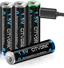 CITYORK 4 Pack 1.5V Rechargeable Batteries AAA 1200mWh Lithium USB AAA Battery  6.14 per battery