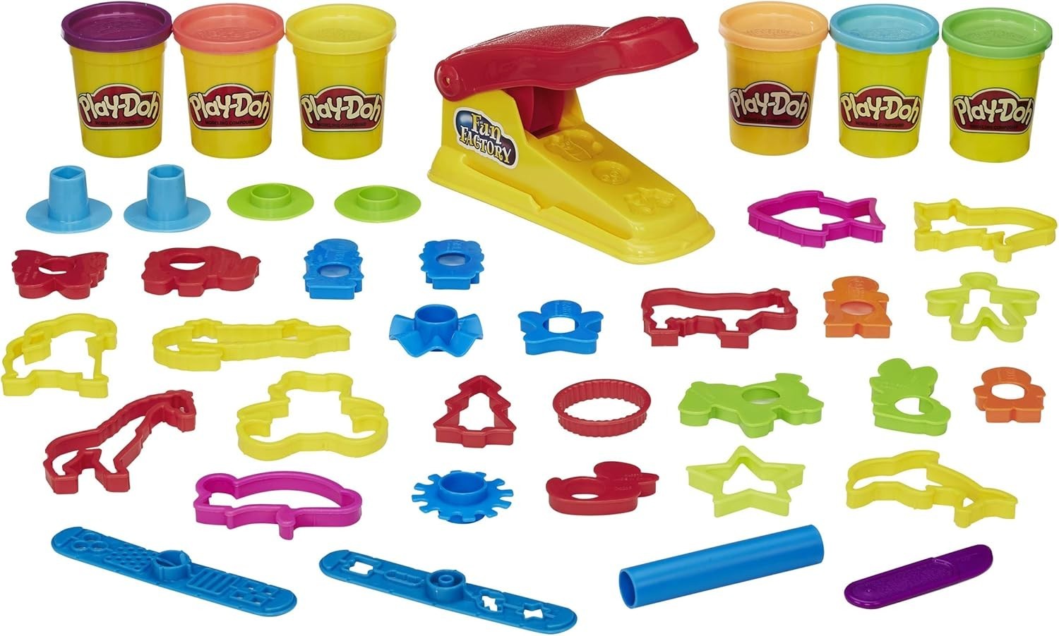 Play-Doh Fun Factory Deluxe Set, 31 Tools & 6 Cans, Back to 