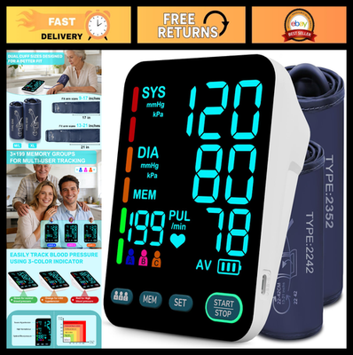 #ad Automatic Upper Arm Blood Pressure Monitor Dual Size Cuffs Large LED Display $99.99
