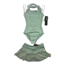 So Danca Leotard SET OF 2 Girls Sz 8-10/2 Ballet Light Green Leotard Skirt NWT