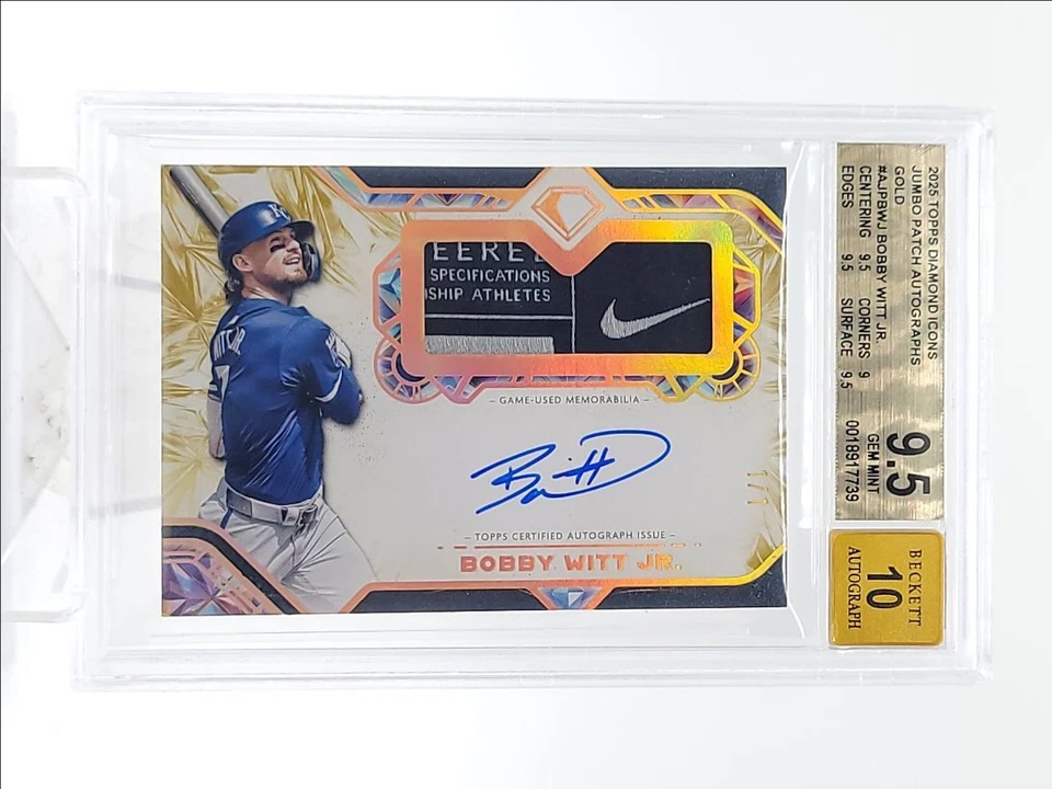 BOBBY WITT JR. 2025 ICONOS DE DIAMANTES PARCHE GIGANTE ORO AUTOMÁTICO 1/1 BGS 9.5 Q1940