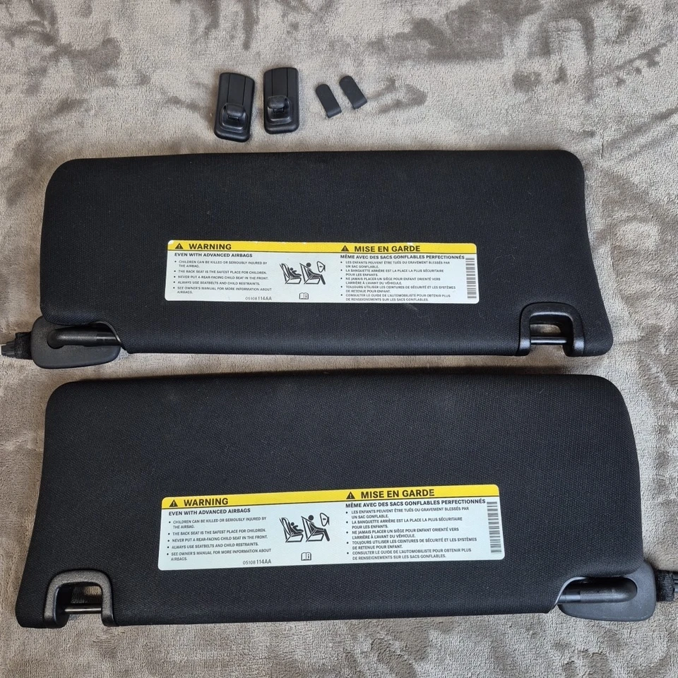 2013-2016 Dodge Dart LH Left & RH Right Illuminated Sun Visor Set Pair OEM Black Foto 2 de 4