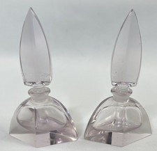 Vtg Pink Crystal Glass Perfume Dabber Cologne Bottle & Stopper Art Deco Lot of 2