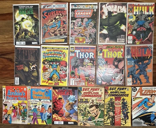 Vintage Comic Lot 16 Issues - Sgt. Fury, JLA 134, Hulk, Superman, Thor, Archie