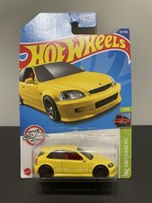 HOT WHEELS '99 HONDA CIVIC TYPE R EK9 YELLOW HW HATCHBACKS JDM ROUGH CARD