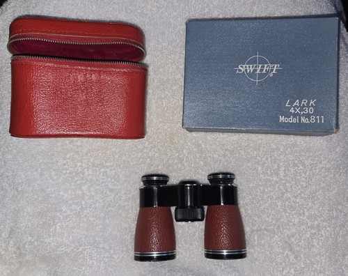 Vintage Swift Lark 4 X 30 Model # 811 Binoculars In Original Box & Carrying Case - Picture 1 of 7