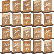 20 Pcs Wedding Wooden Table Numbers with Wooden Base Rustic Wedding Centerpieces