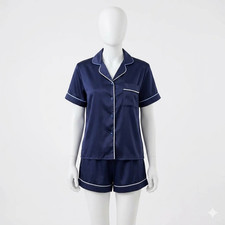 Womens Satin Pyjamas Ladies PJs Silk Short Sleeve Soft Sleepwear Nightwear Set