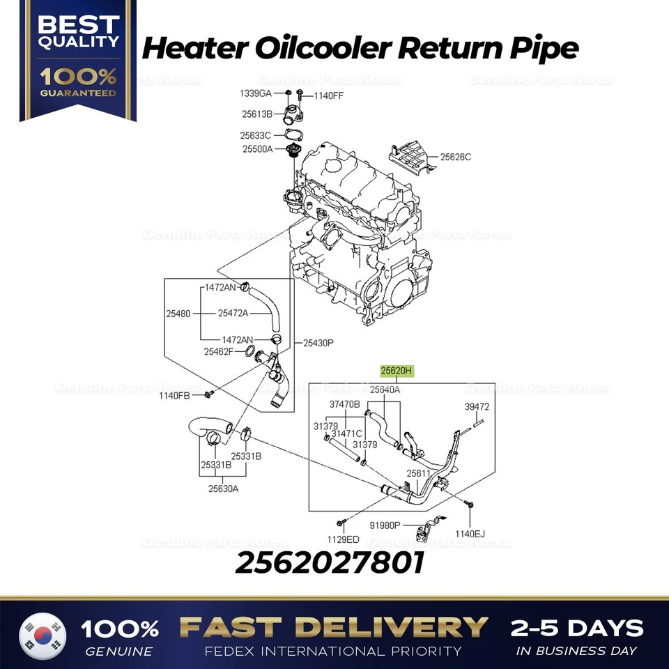 ⭐Genuine⭐ Heater Oilcooler Return Pipe 2562027801 for Hyundai Santa Fe - Imagen 2 de 2