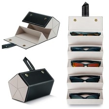 Travel Sunglasses Organizer Holder Foldable Glasses Case Multiple Pairs Black