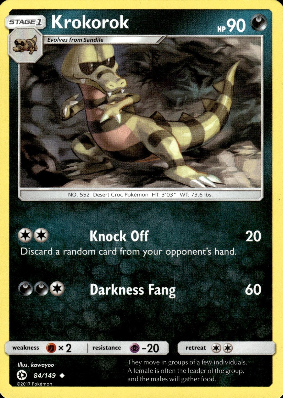 Krokorok 84/149 | Sun & Moon - Base Set | Pokemon TCG | English | Uncommon