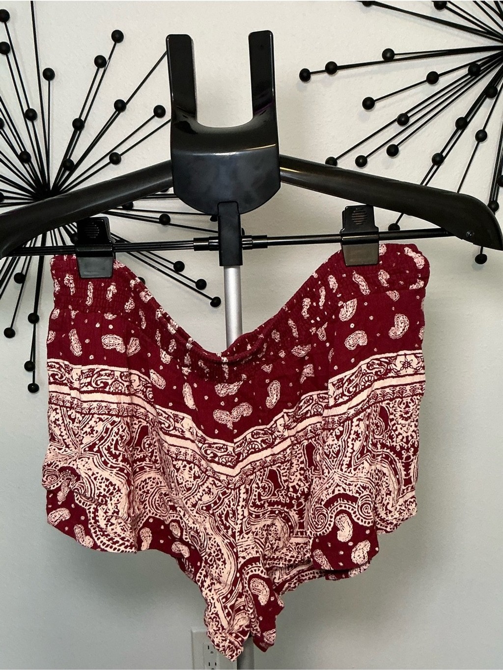 Angie Burgundy Paisley Boho Romper Size Medium