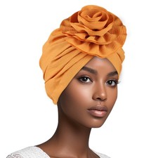 Hijab Wrap Headwear Pleated Flower Bonnet Cap Muslim Women Turban Head Cover Hat