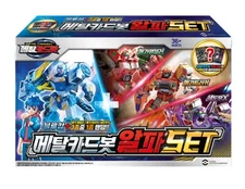 Metal Cardbot Alpha Set BLUE COP + Random 1 Robot Figure SamG Entertainment