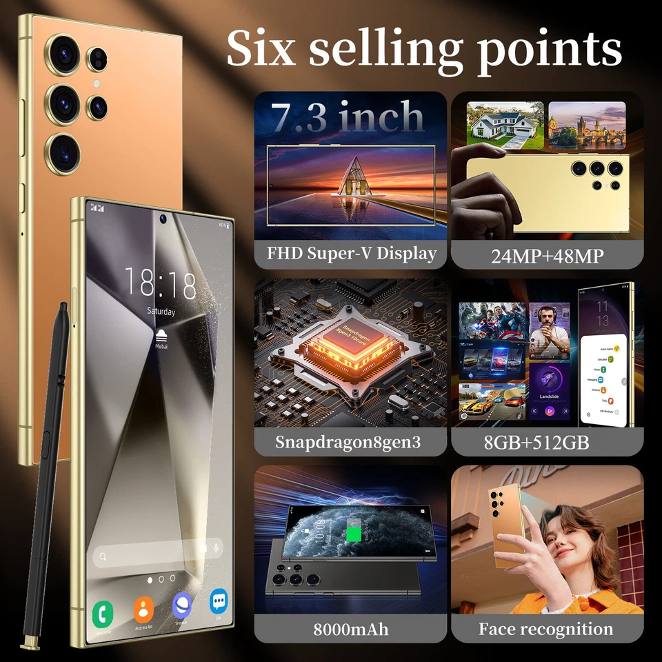S24 Ultra Smartphone Android Factory Unlocked 7.3" HD 8+512GB 8000mAh Dual SIM - Image 3 of 4